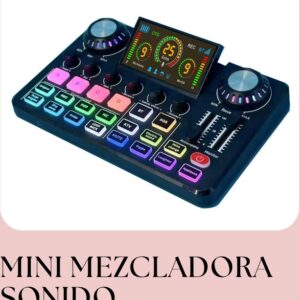 MINI MEZCLADORA DE SONIDO CON PANTALLA DIGITAL Y EFECTOS RGB