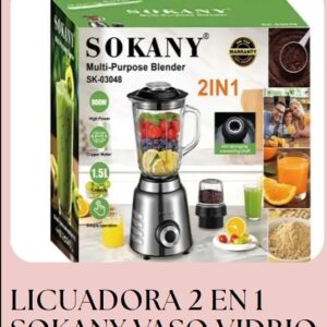 LICUADORA 2 EN 1 SOKANY VASO DE VIDRIO SK-03048