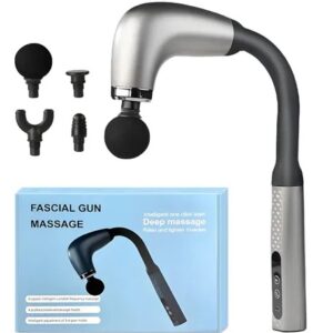 PISTOLA DE MASAJE MUSCULAR FASCIAL GUN CON MANGO EXTENSOR ERGONÓMICO Y 4 CABEZALES INTERCAMBIABLES