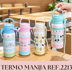 TERMO BOTELLA TERMICA INFANTIL CON MANIJA Y CORREA DE CINTA REF. 2213