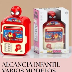 ALCANCIA INFANTIL CAJA FUERTE MINI BANK CON CODIGO Y LUZ DISENO AVENGERS SUPERHEROES
