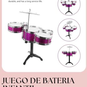 BATERIA MUSICAL INFANTIL JAZZ DRUM DE 5 PIEZAS CON PLATILLO Y BAQUETAS