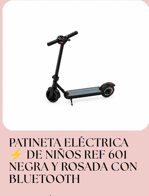 uc PATINETA ELECTRICA SCOOTER PARA NINOS REF 601 CON BLUETOOTH LUCES LED COLORES