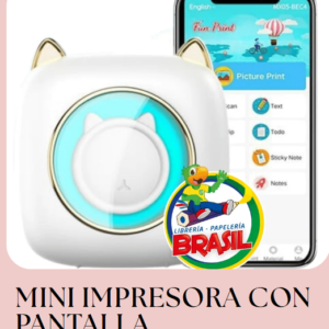 MINI IMPRESORA TERMICA PORTATIL BLUETOOTH CON LUZ LED DISENO GATITO
